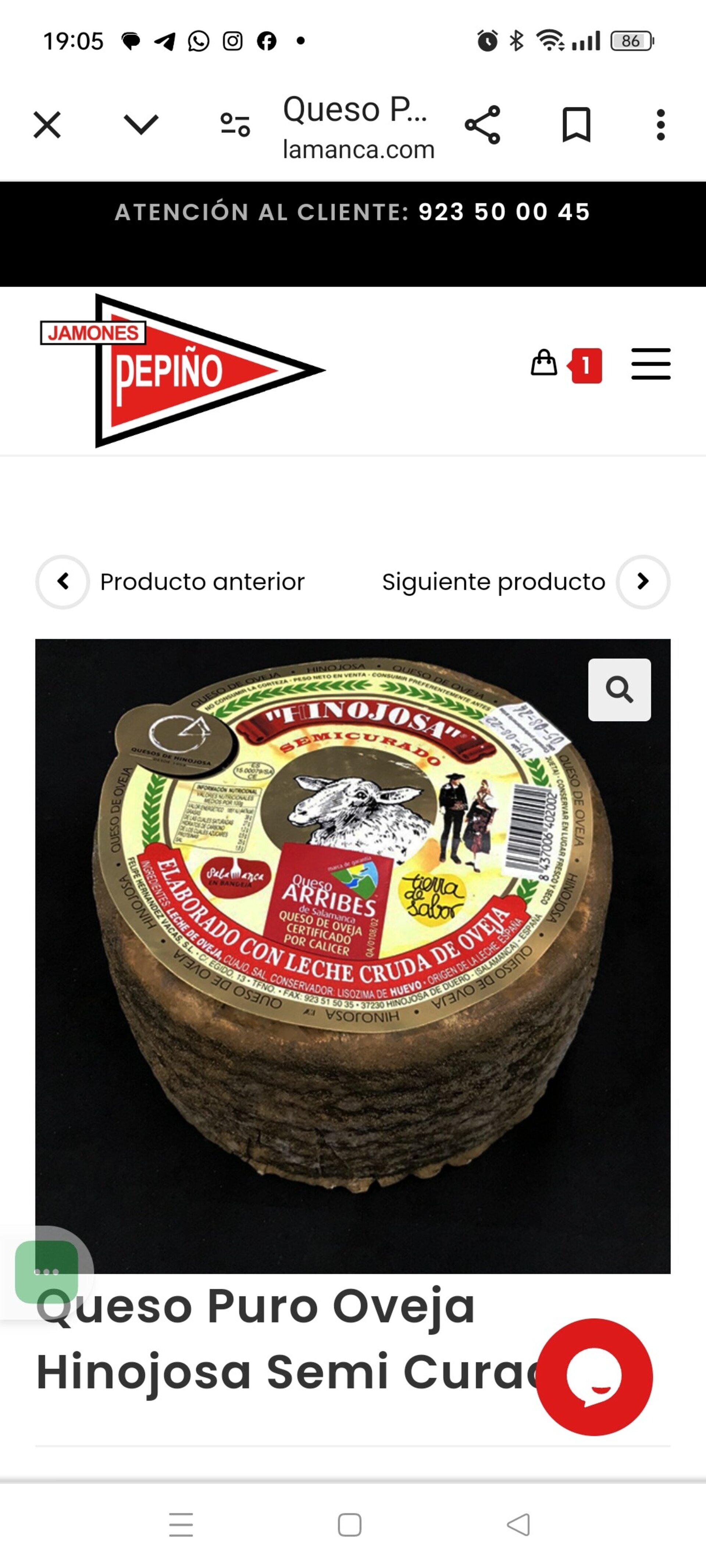 Queso curado  Hinojosa 1kg - 2